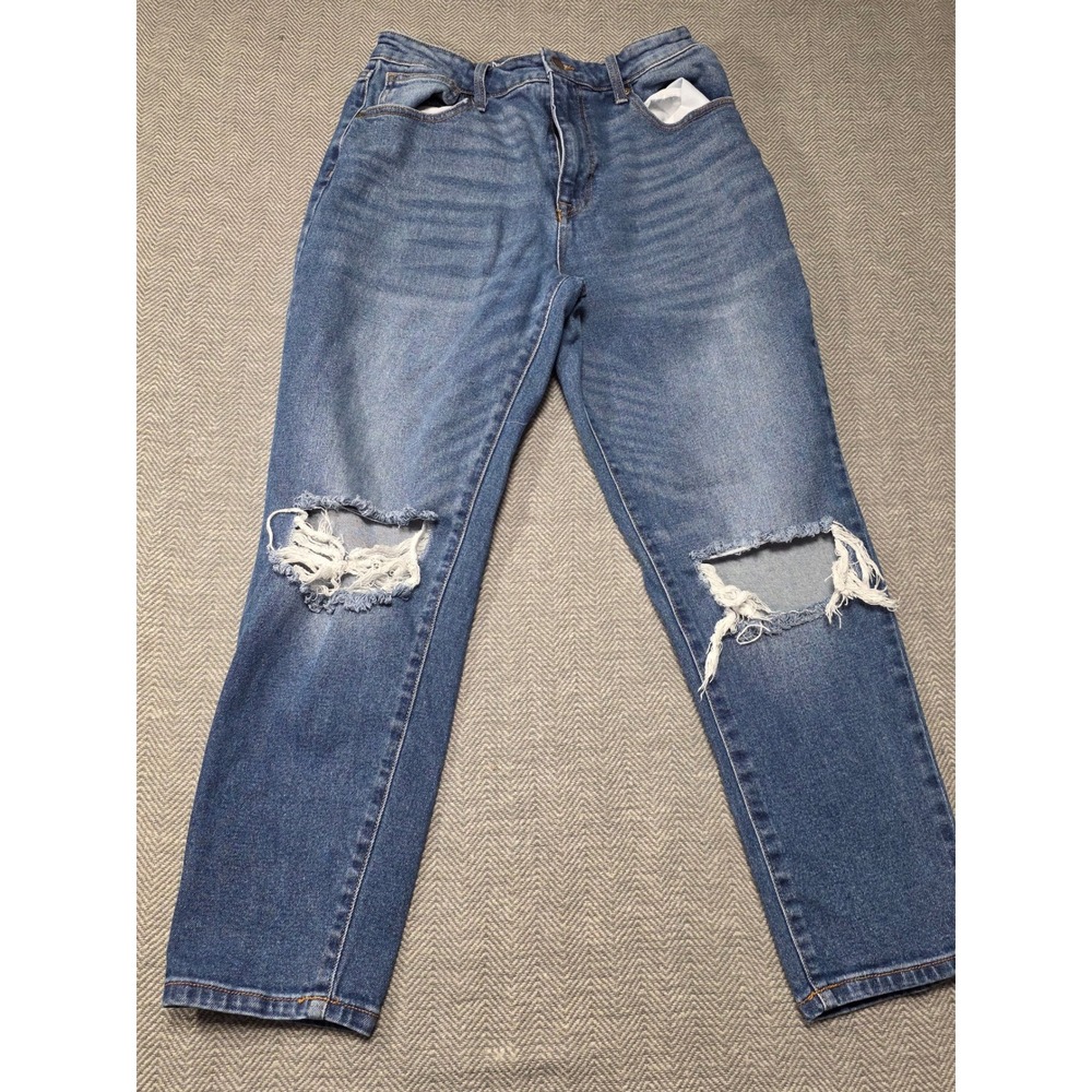 No Boundaries Womens Blue Denim Ripped Jeans‎ Size 13